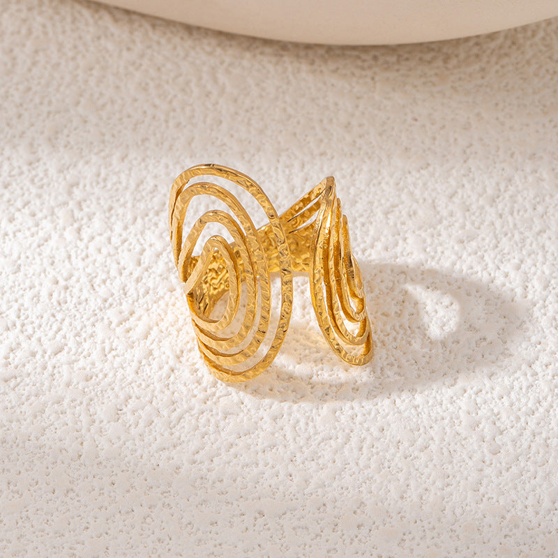 Fashionable Elegant Stainless Steel Leaf Female Style Hip Ring