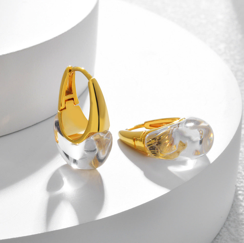 Style Simple Design Clip Cold Personalized Texture Irregular Transparent Resin Rings