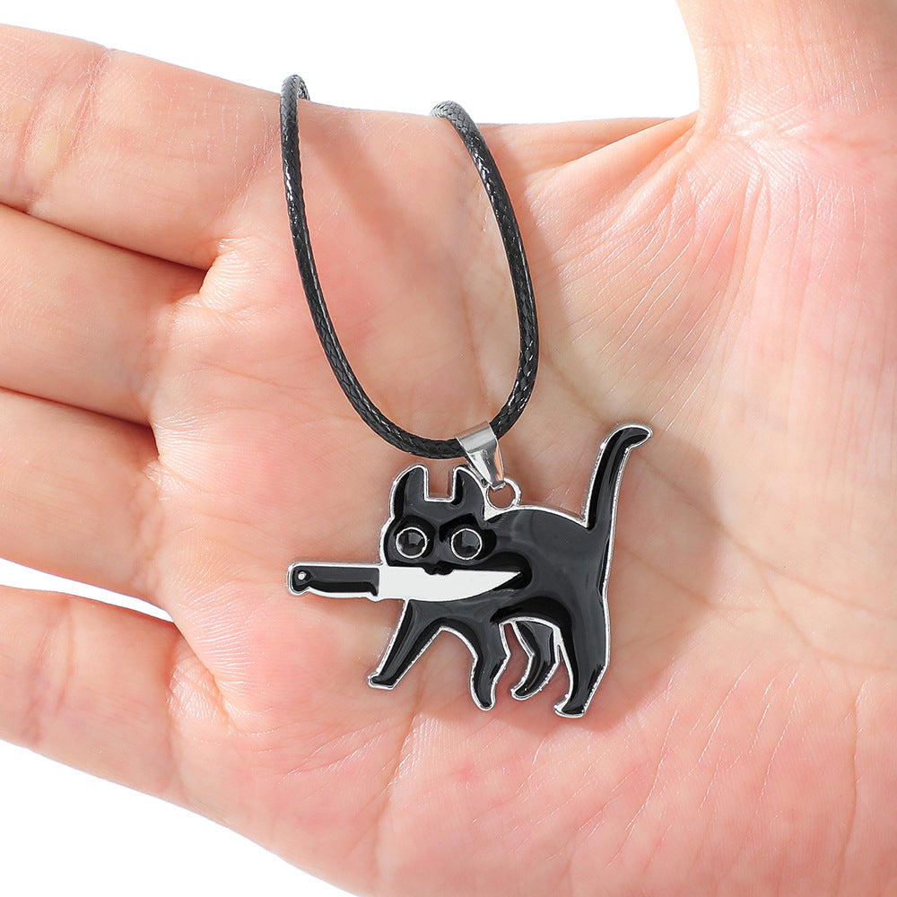 Cartoon Knife Cat Pendant Cute Style Female Trendy Personality Necklaces