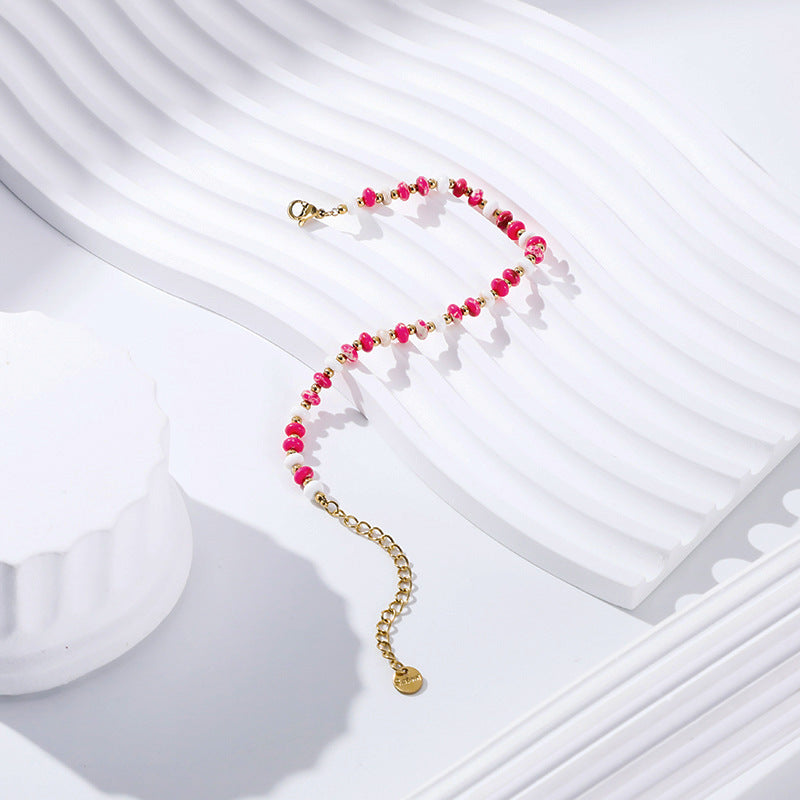 Women's Popular Freshwater Pearl Natural Stone Stainless Steel Electroplated Real Gold Bracelets