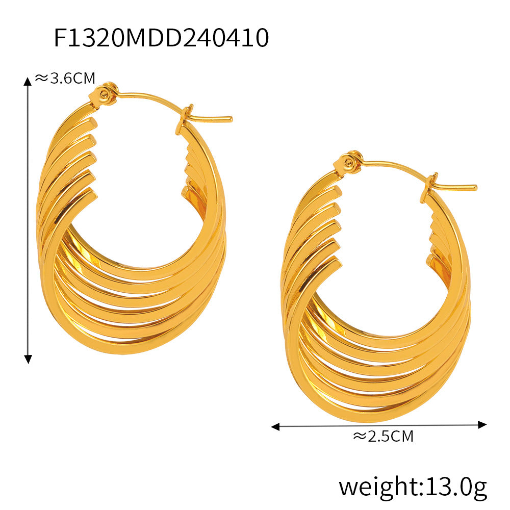 Retro Geometric Twin Style Stitching Design Titanium Rings