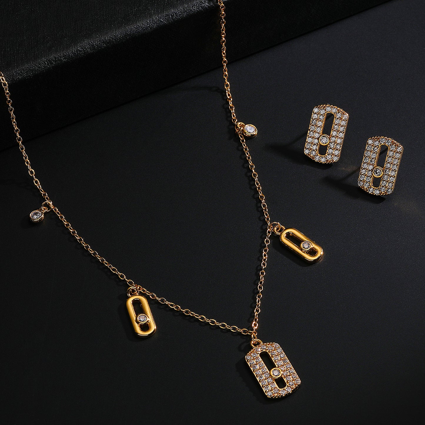Copper Plated Gold Combination Fashion Versatile Jewelry Set
