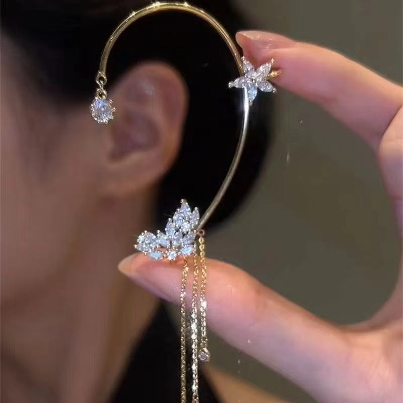 Hollow Butterfly Hook Tassel Flowers Snowflake Wheat Wings Integrated High-grade Ear Clip