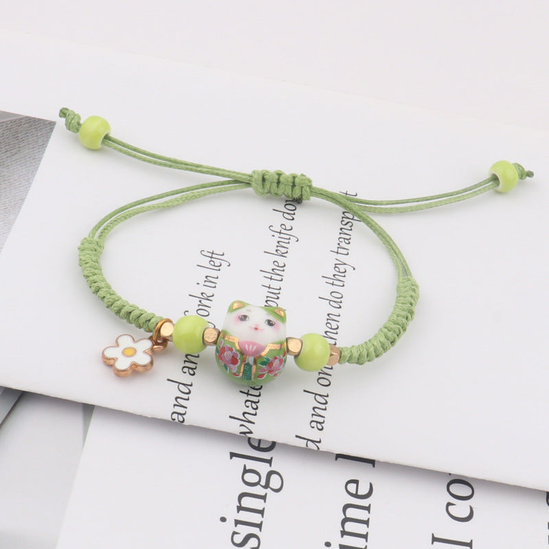 Cute Cartoon Lucky Cat Candy Color Bracelets