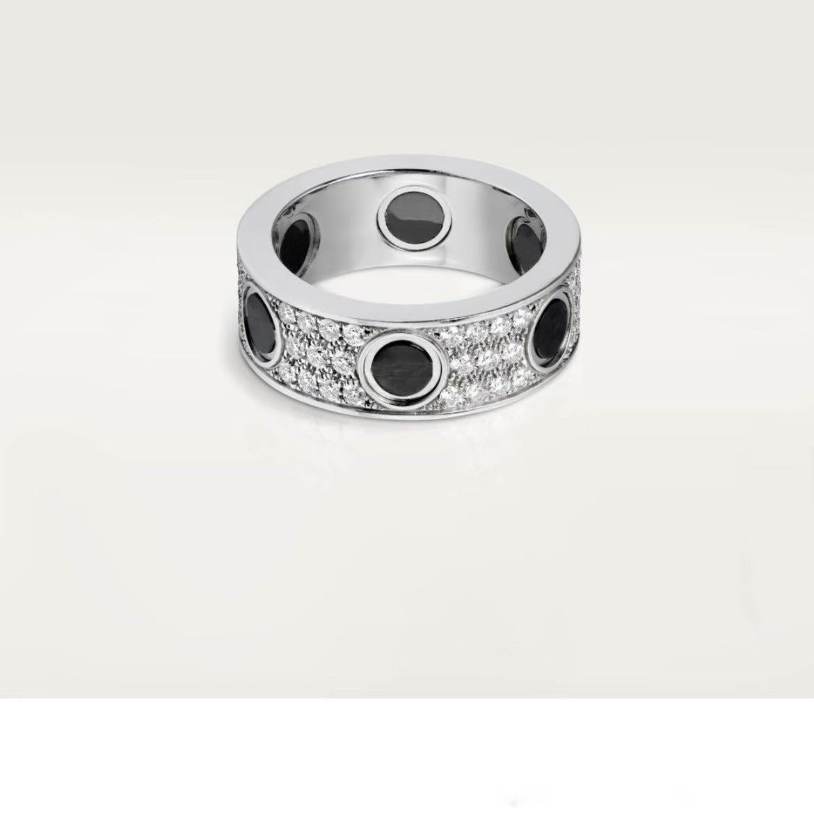 Starry Sky Double Row Drill Three-row Black Nail Ring