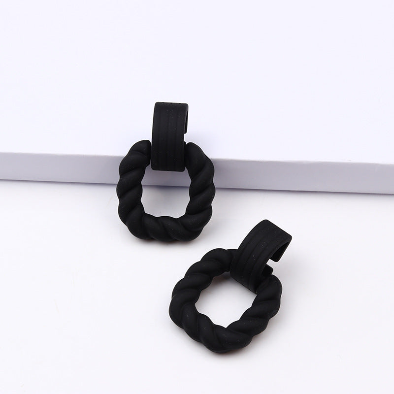 Square Semicircle Stitching Spray Rubber Paint Acrylic Earrings
