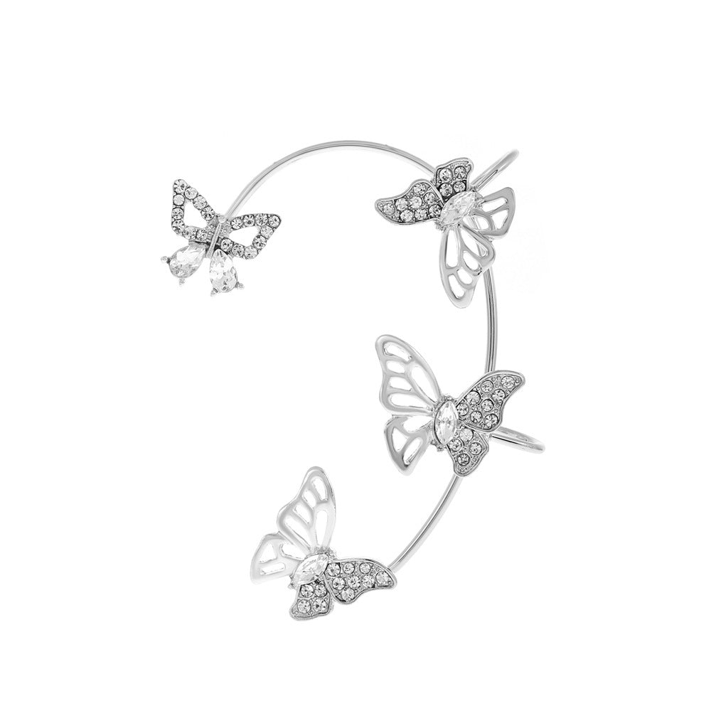 Diamond Butterfly Female Fashion Exaggerated Wings Ear Clip