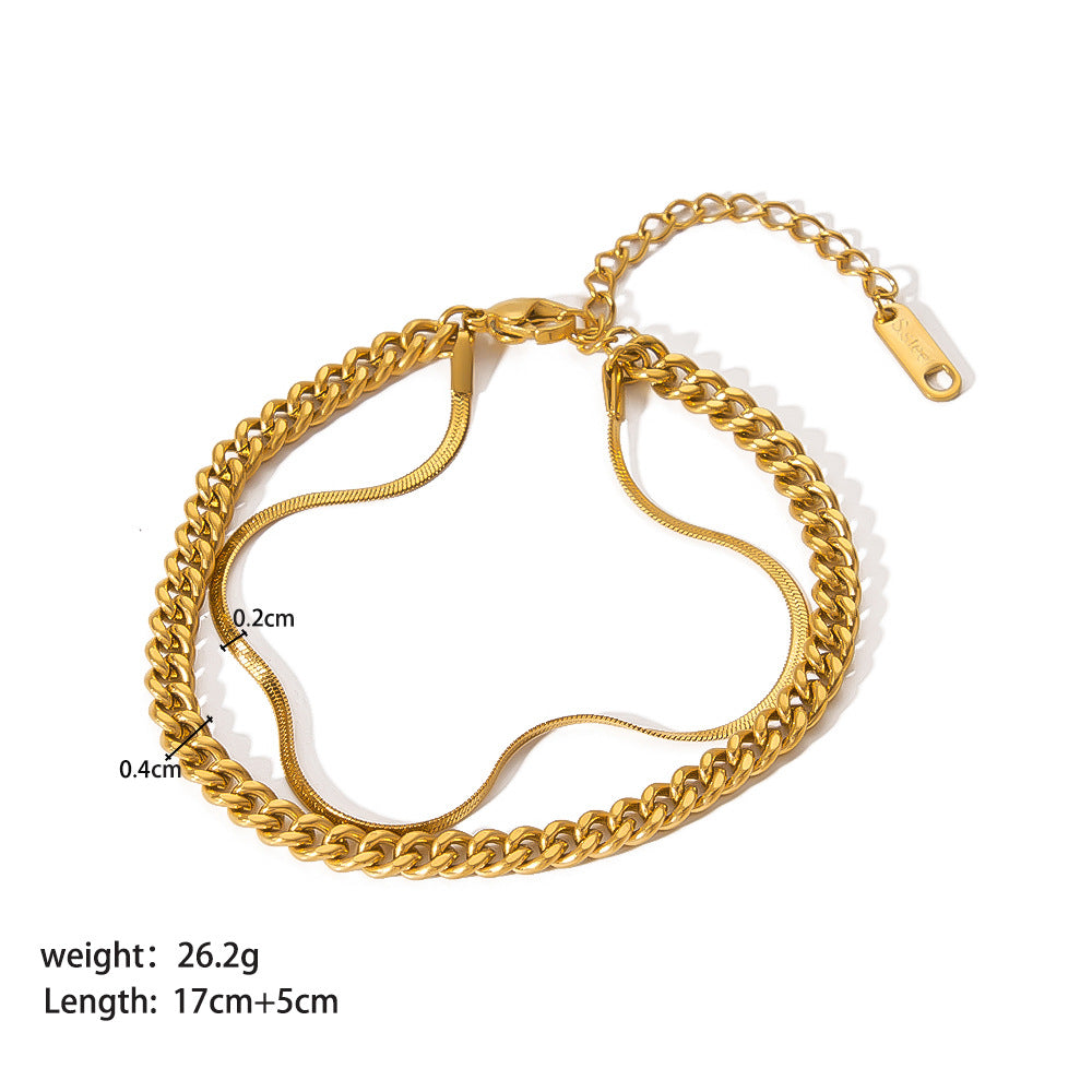 Cuban Link Chain Like Flat Snake Bracelets