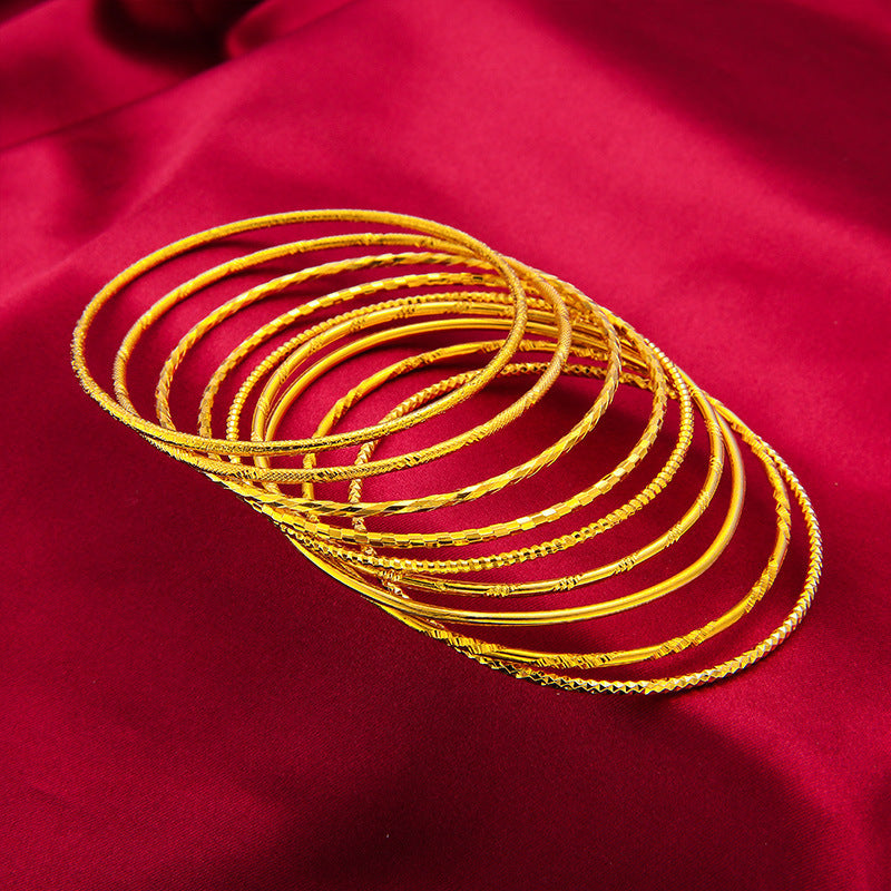 Gold-plated Female Vietnam Placer Gold Thin Thai Coil Bracelets
