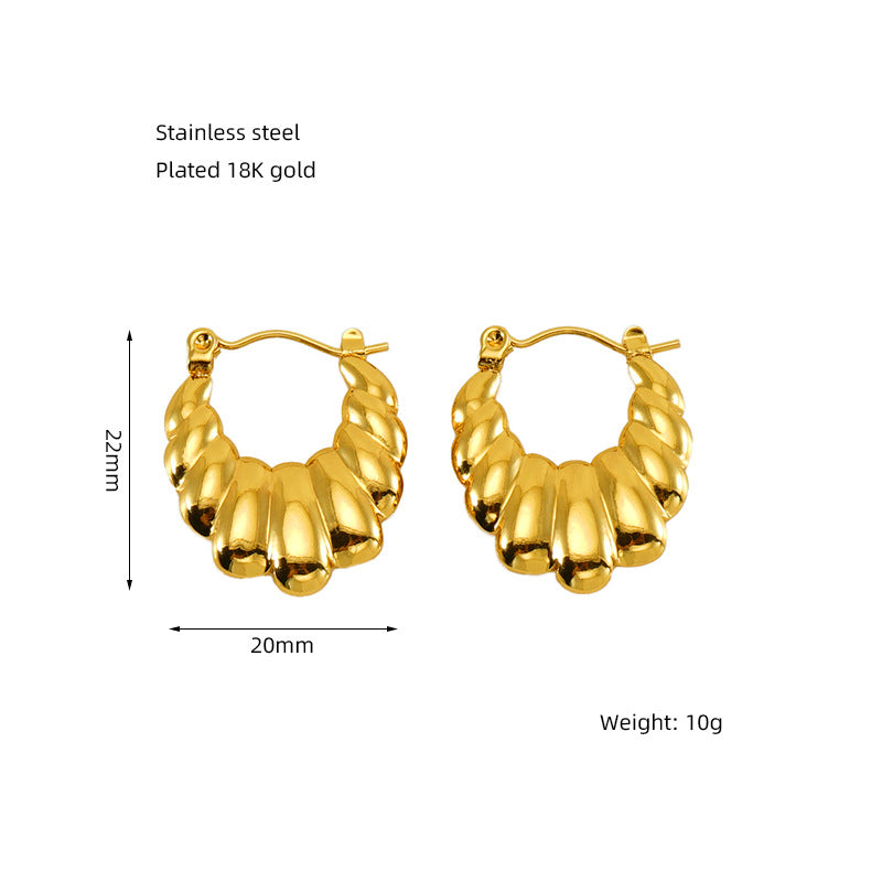 High-grade Stainless Steel Gold-plated Retro Design Earrings