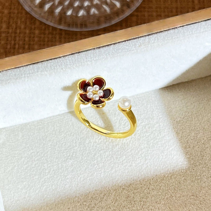 Leaf Flower Female Geometric Affordable Luxury Fashion White Ring