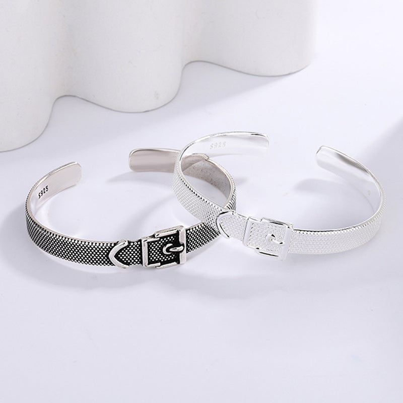 Unique Buckle Trendy Design Personality Sier-plated Bracelet