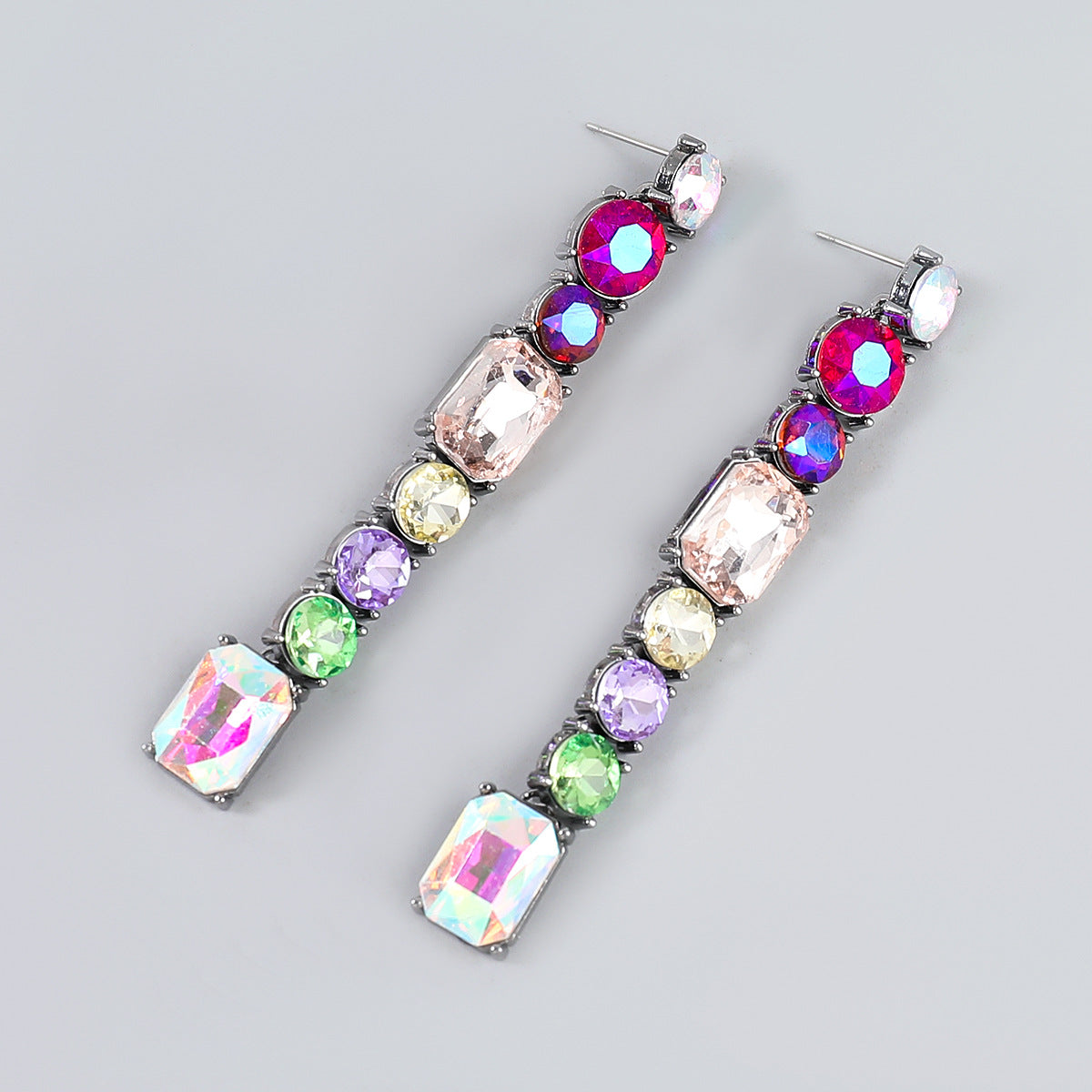 Women's Fashion Alloy Diamond Rhinestone Geometric Long Earrings