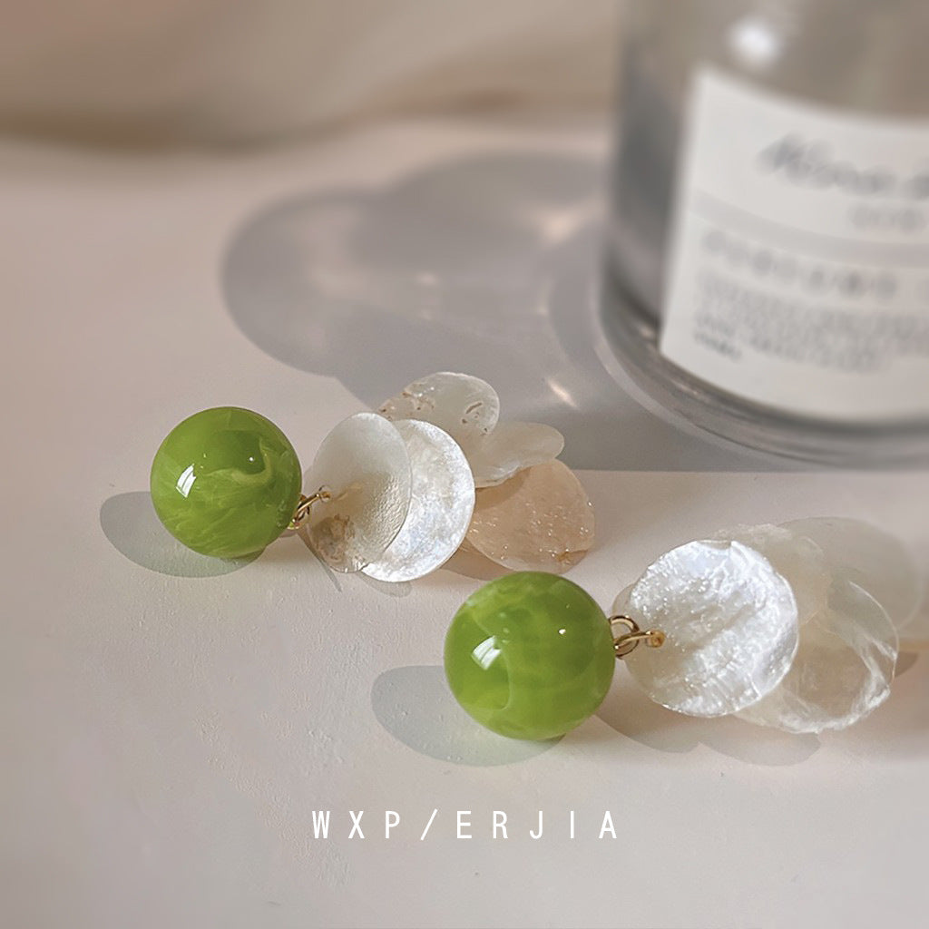 Gold-plated Real Shell Mosquito Coil Mori Fresh Earrings