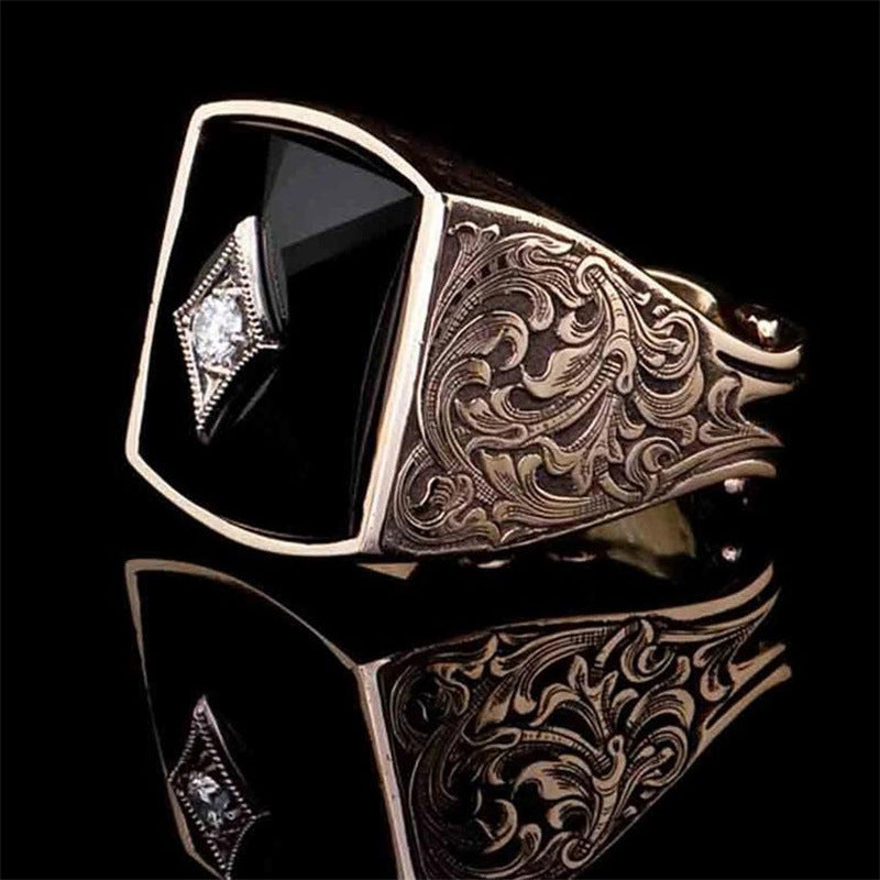 Men's Open Adjustable Copper Inlaid Fine Jewelry Rings