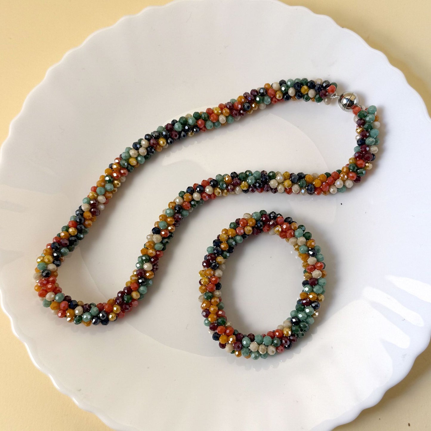 Colorful Crystal Suit Hand-woven Beads Fashion Jewelry Set