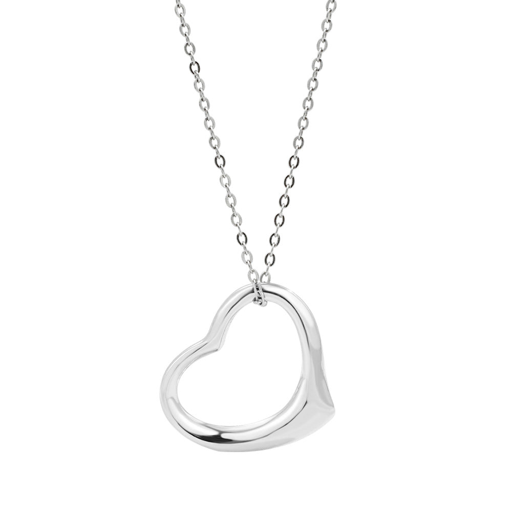 Damen-Ornament-Sterlingsilber-Hohlherz-Licht-Luxus-Halsketten