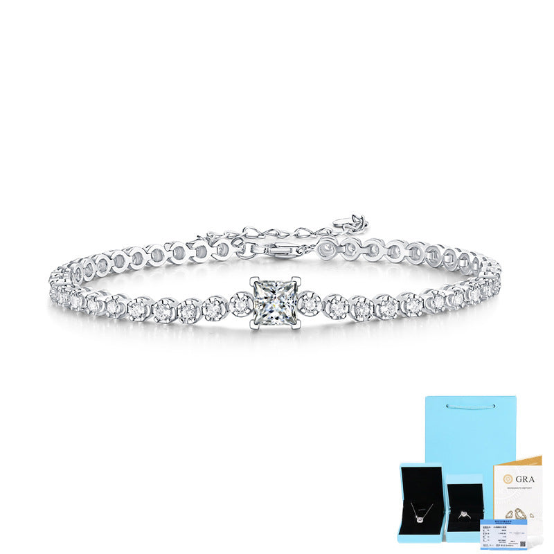 Sier Inlay Moissanite Cube Simple Temperament Bracelets