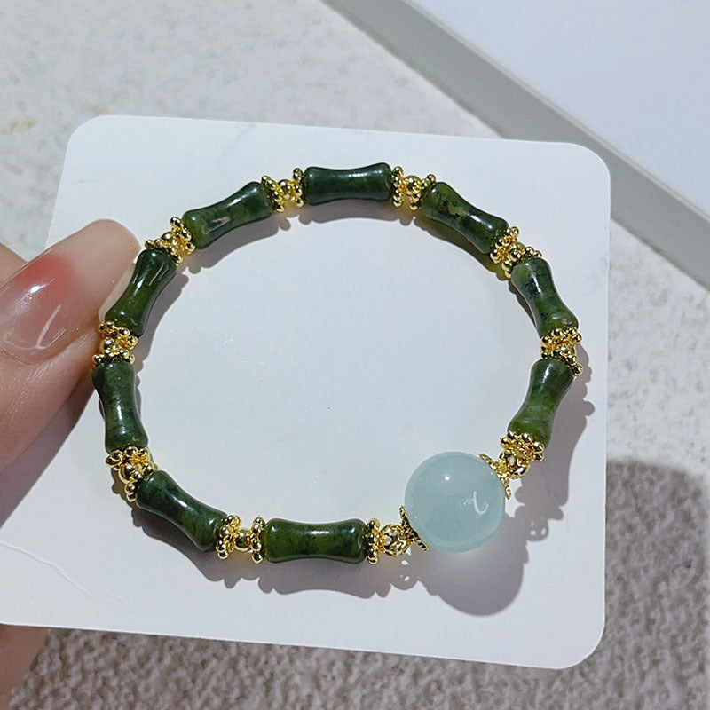 Bracelets en Jade du sud Cui rétro simples pour femmes, perles porte-bonheur