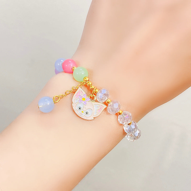 Bracelets de fleurs en cristal de dessin animé de princesse perlée pour enfants