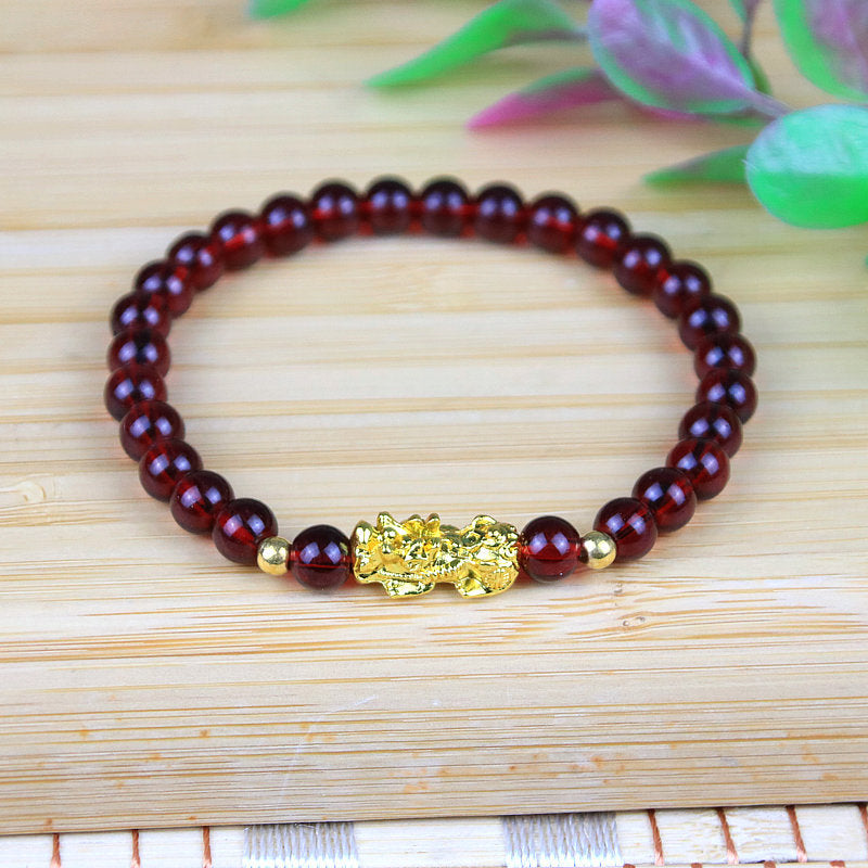 Women's Gold Imitation Golden Pi Garnet Gilt Bracelets