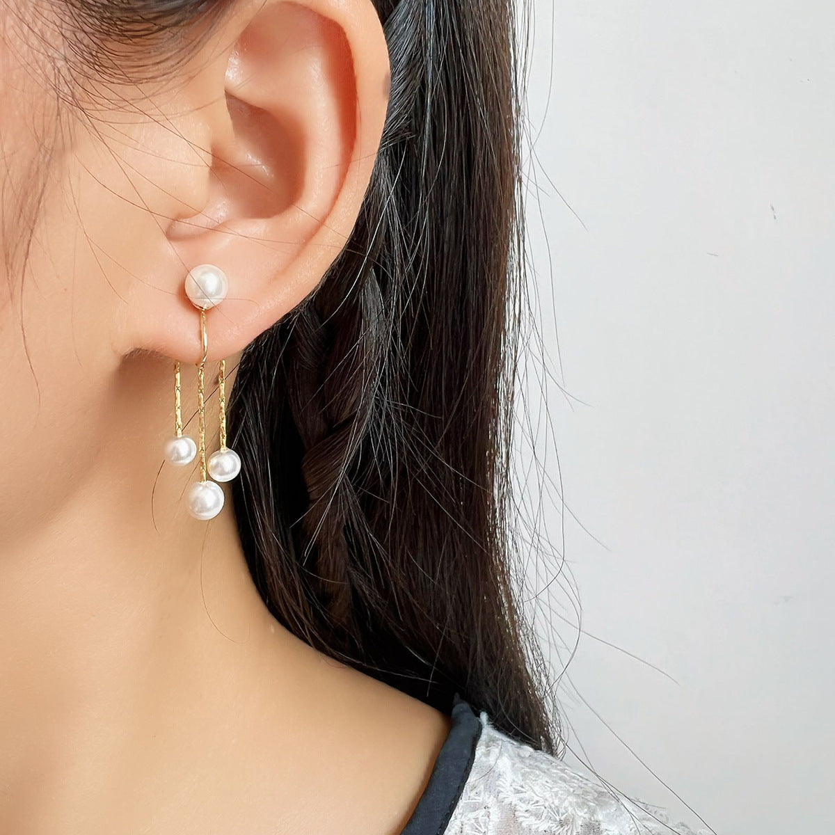 Pearl Tassel One-piece Mosquito Coil Earless Fairy Ear Clip