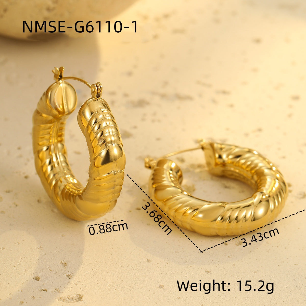 Women's Steel Sweet Cool Vintage Texture Shaped Gold-plated Earrings