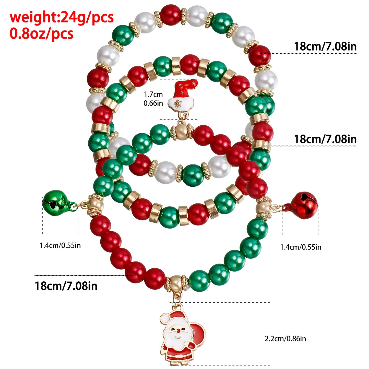 Christmas Santa Claus Color Beaded Suit Bracelets