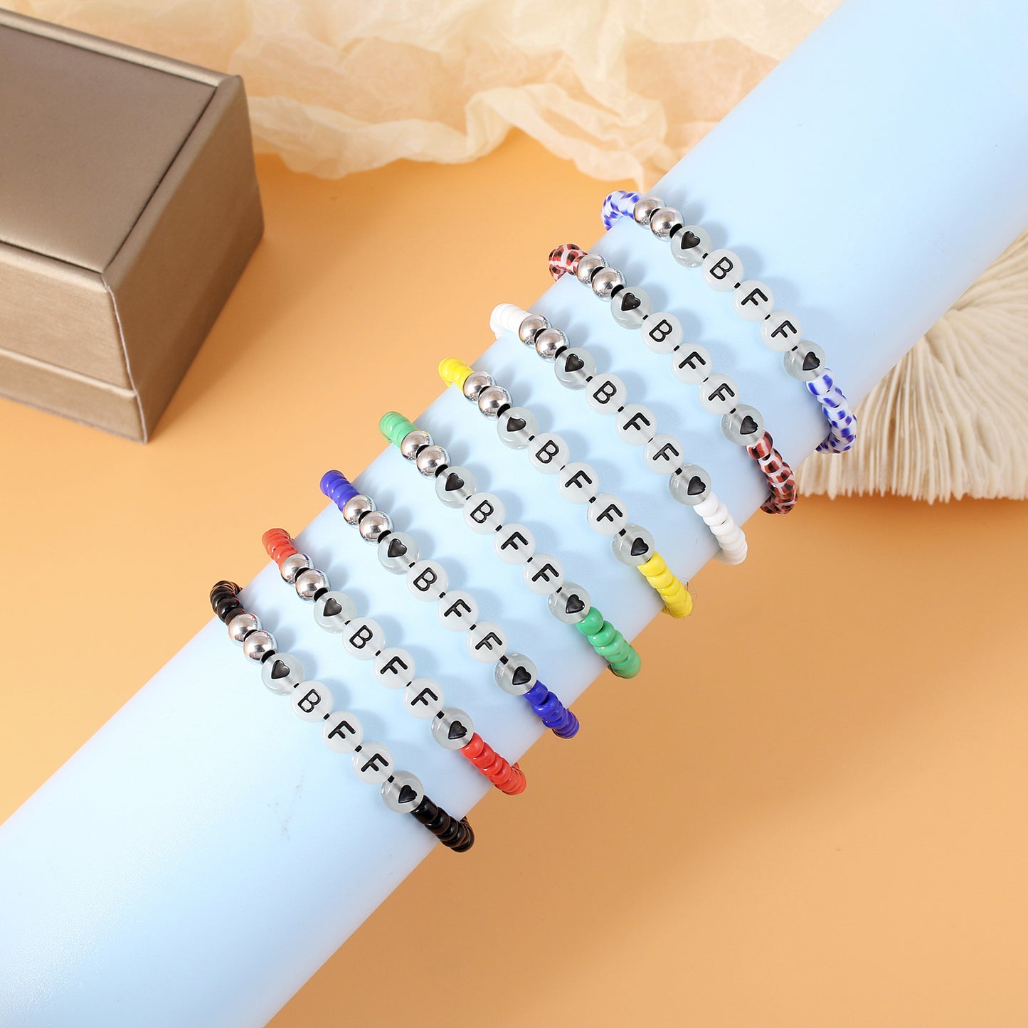 Women's & Men's Resin Luminous Letter Paper Card Bead Couple Bracelets