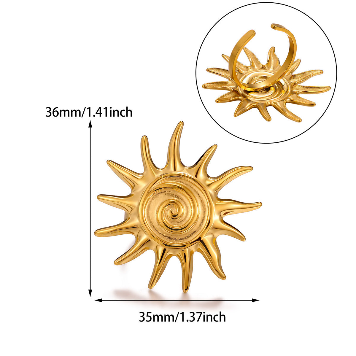 Women's Titanium Steel Retro Natural Stone Design Ring