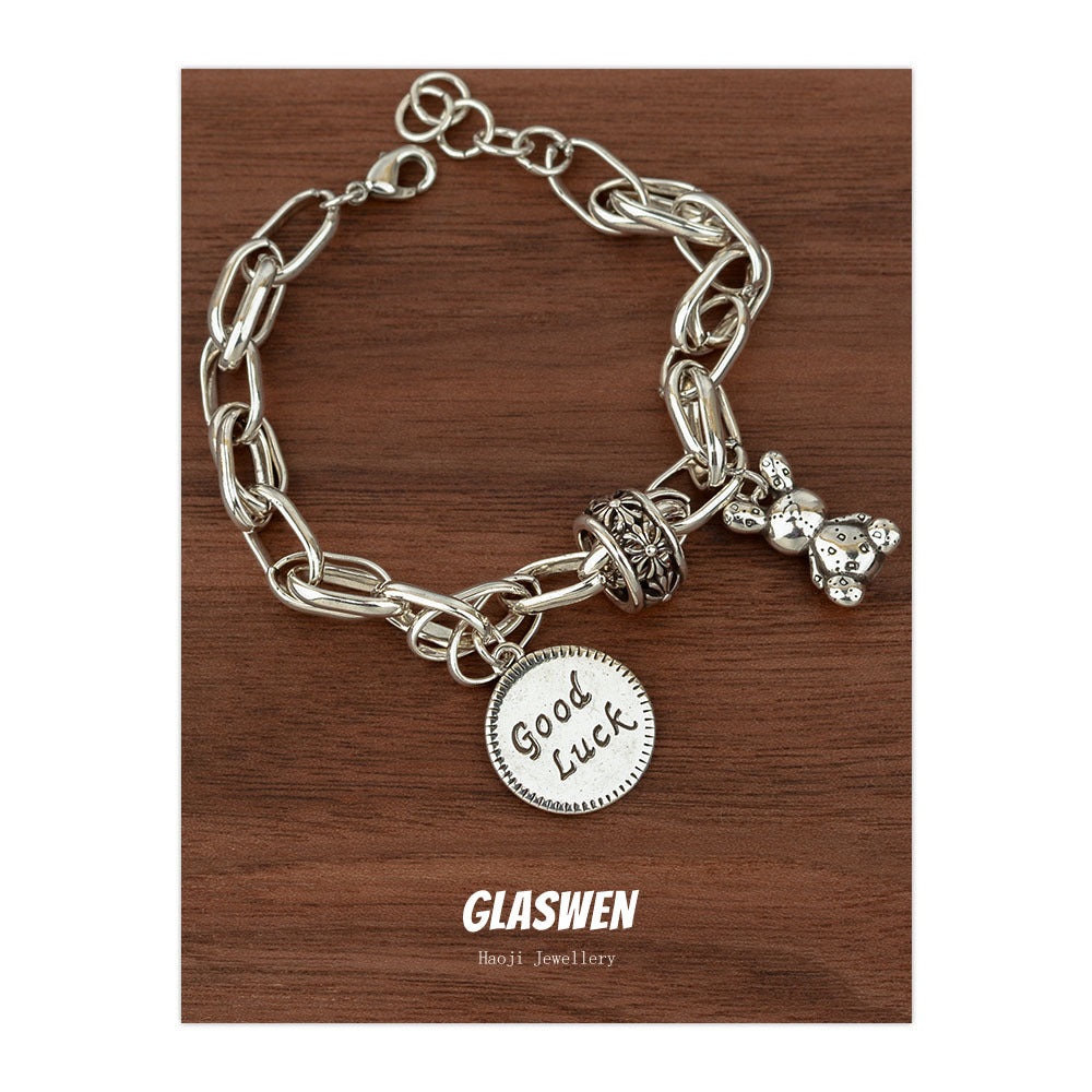 Unique Punk Style Vintage Cross Right Rain Life Bracelet