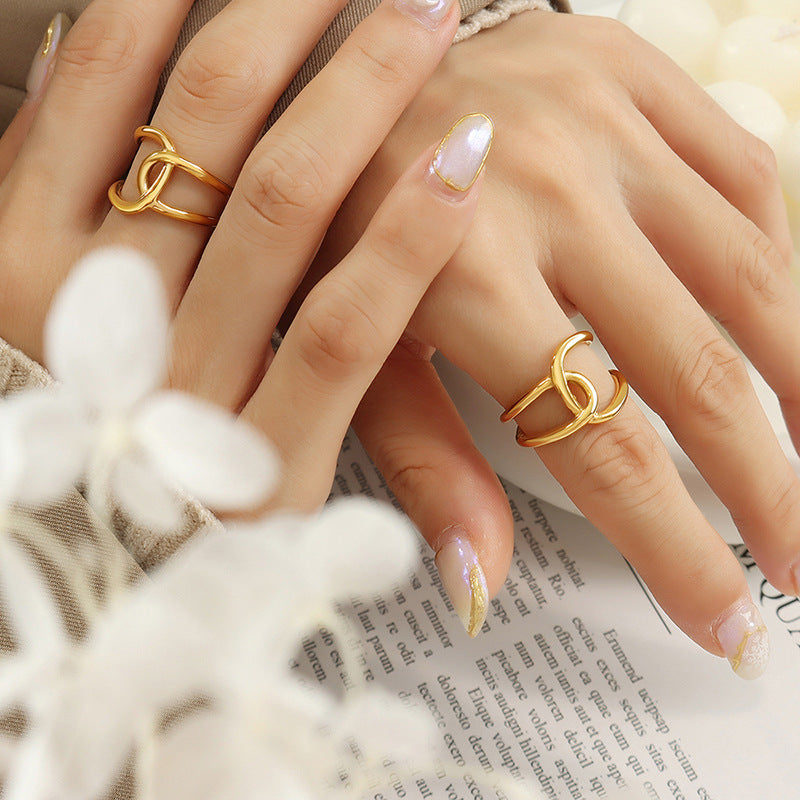 Chain Twist Open Gifts Index Finger Titanium Ring