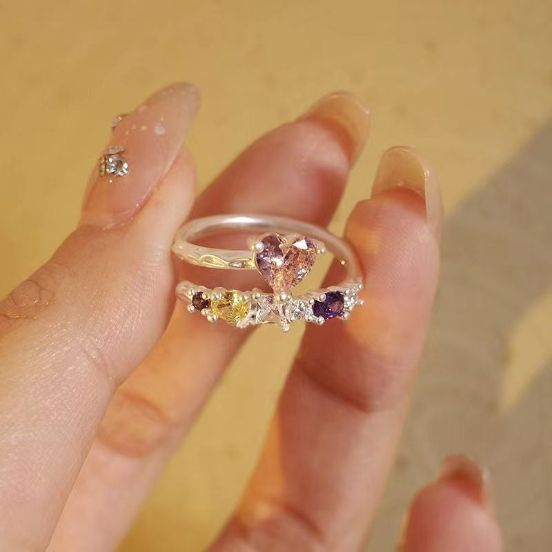Korean Lace Zircon Flower Light Luxury High Sense Rings