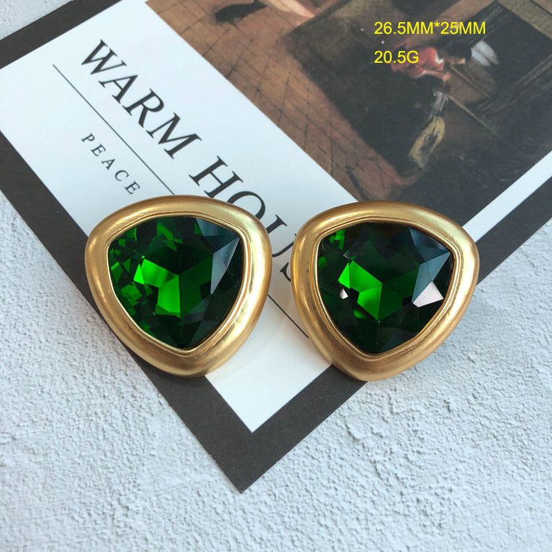 Vintage Series Electroplated Real Gold Rose Chinese Green Temperament Wild Jewelry Set