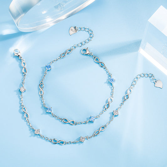 Light Luxury Blue Zircon Female Ocean Heart Bracelets