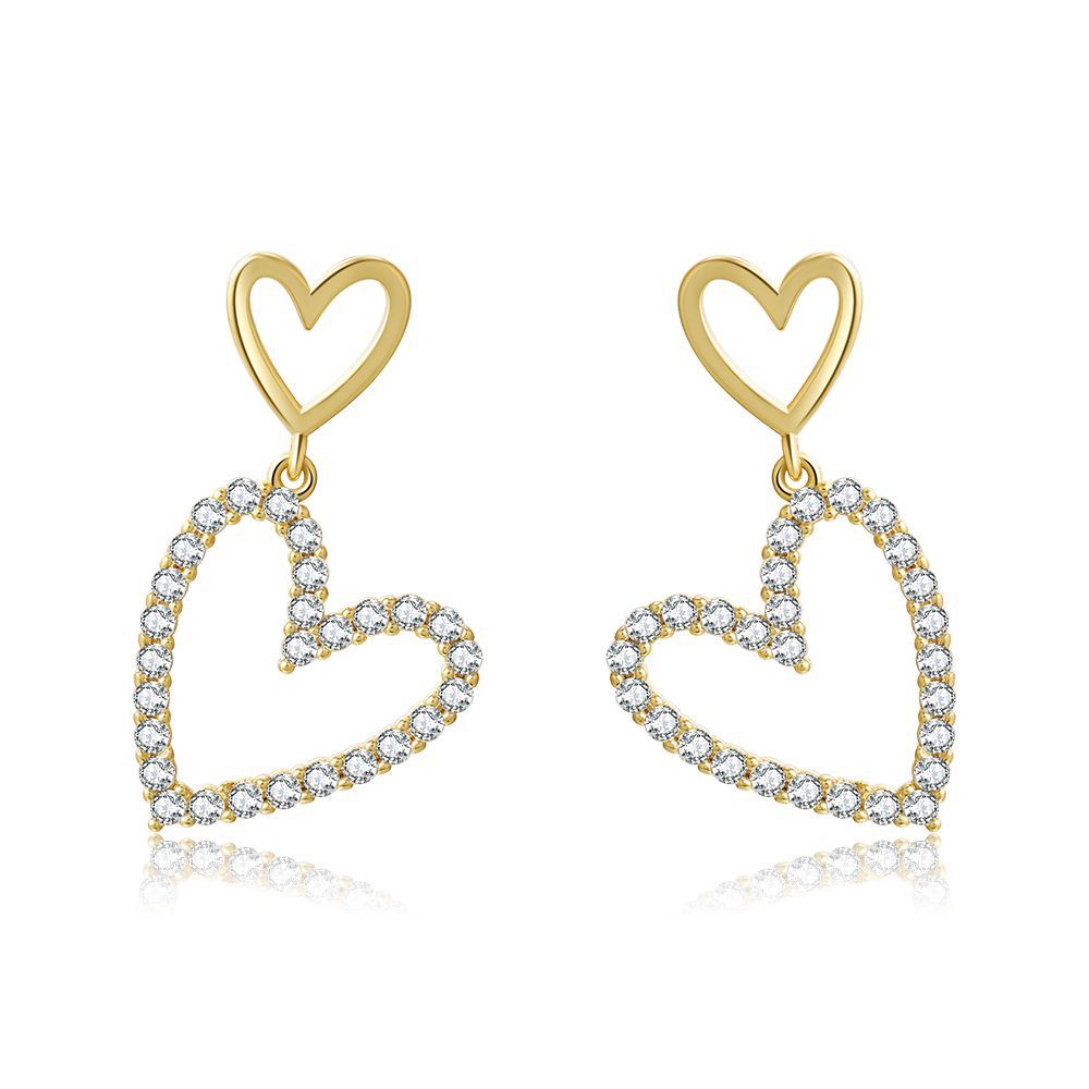 Personality Hollow Heart-shaped Full Of Diamond Earrings