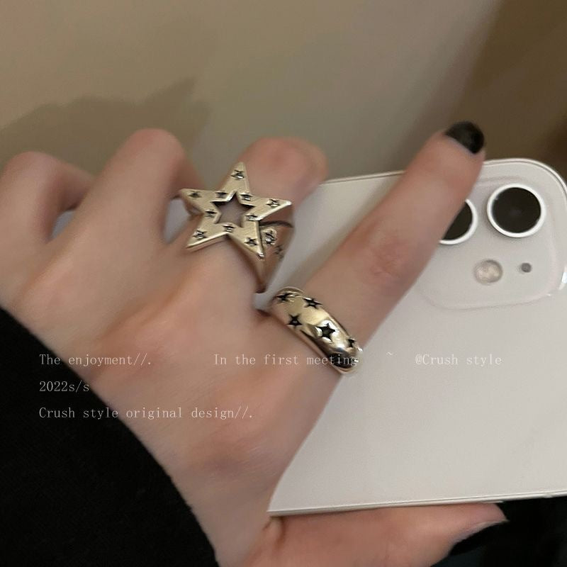 Star Metal Open Female Design Hip Hop Cold Wind Ring