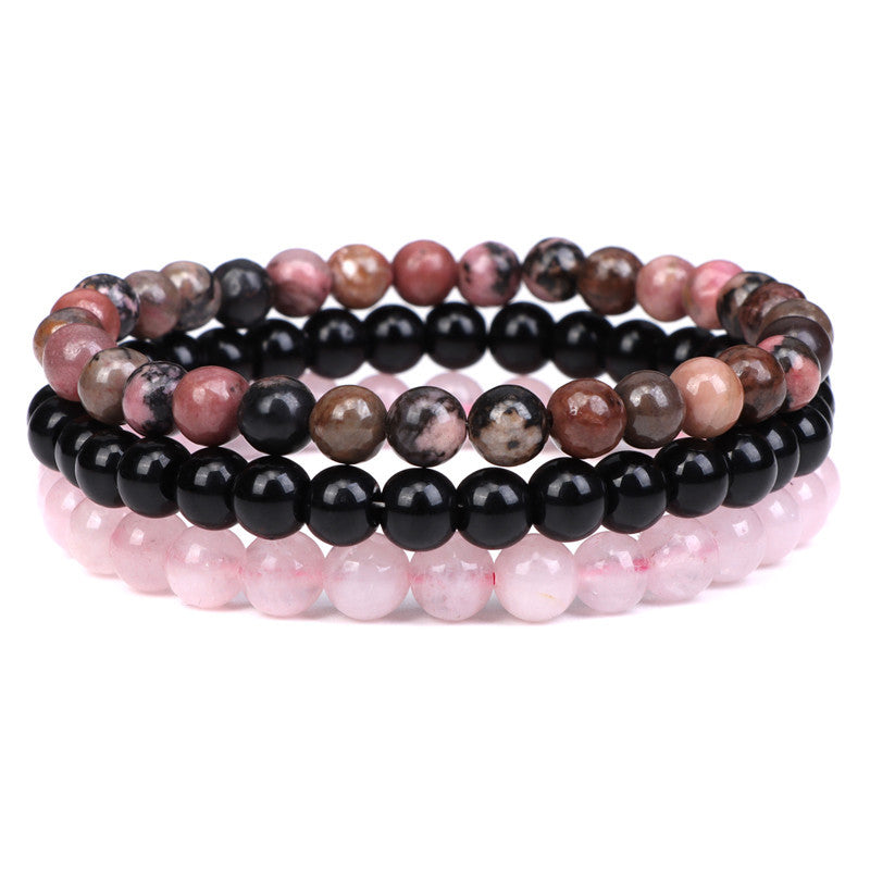 Bracelets en agate de cristal rose avec perles en pierre naturelle