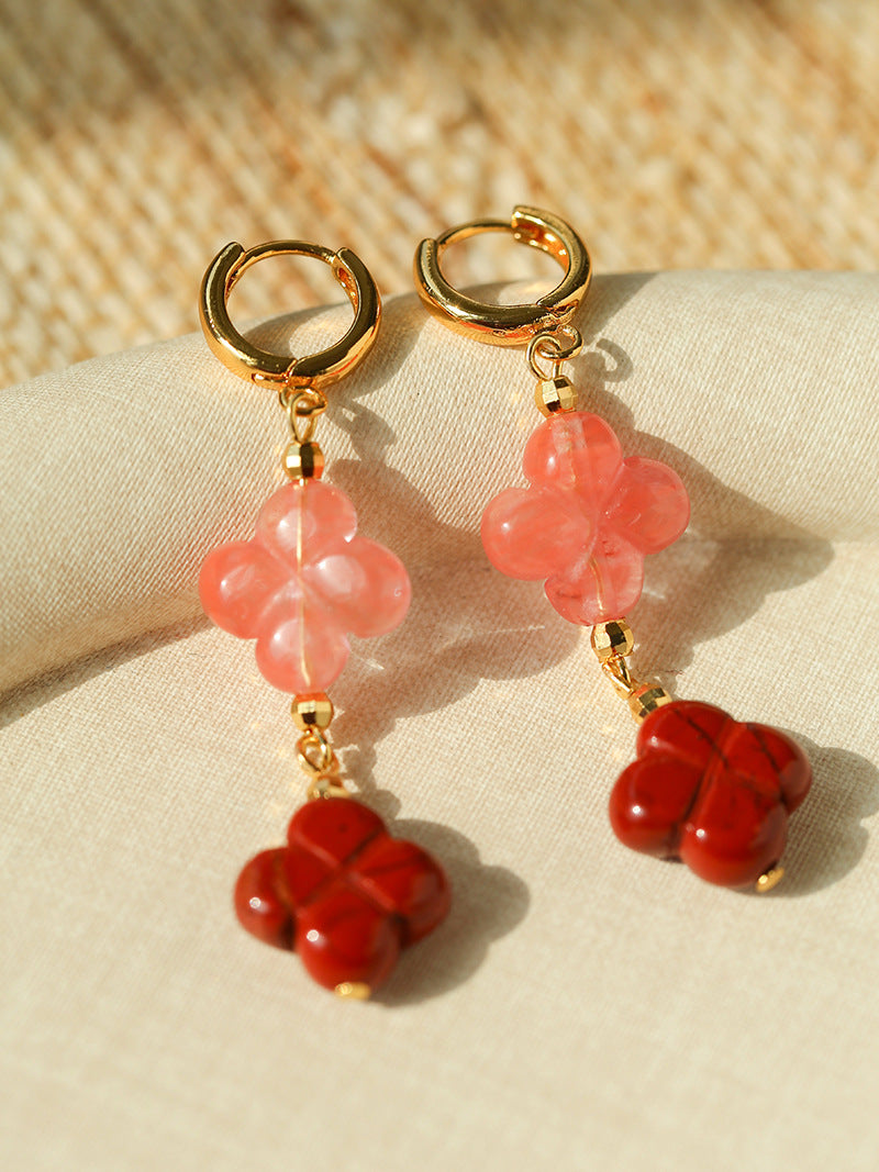 Women's Color Floret Pearl Pull High-grade Natural Stone Jewelry Set