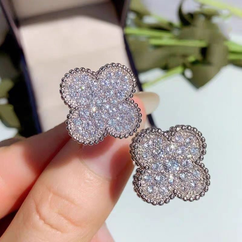 Women's Diamond Four-leaf Clover Classic Fashion Temperament Affordable Luxury Style Four Jewelry Set
