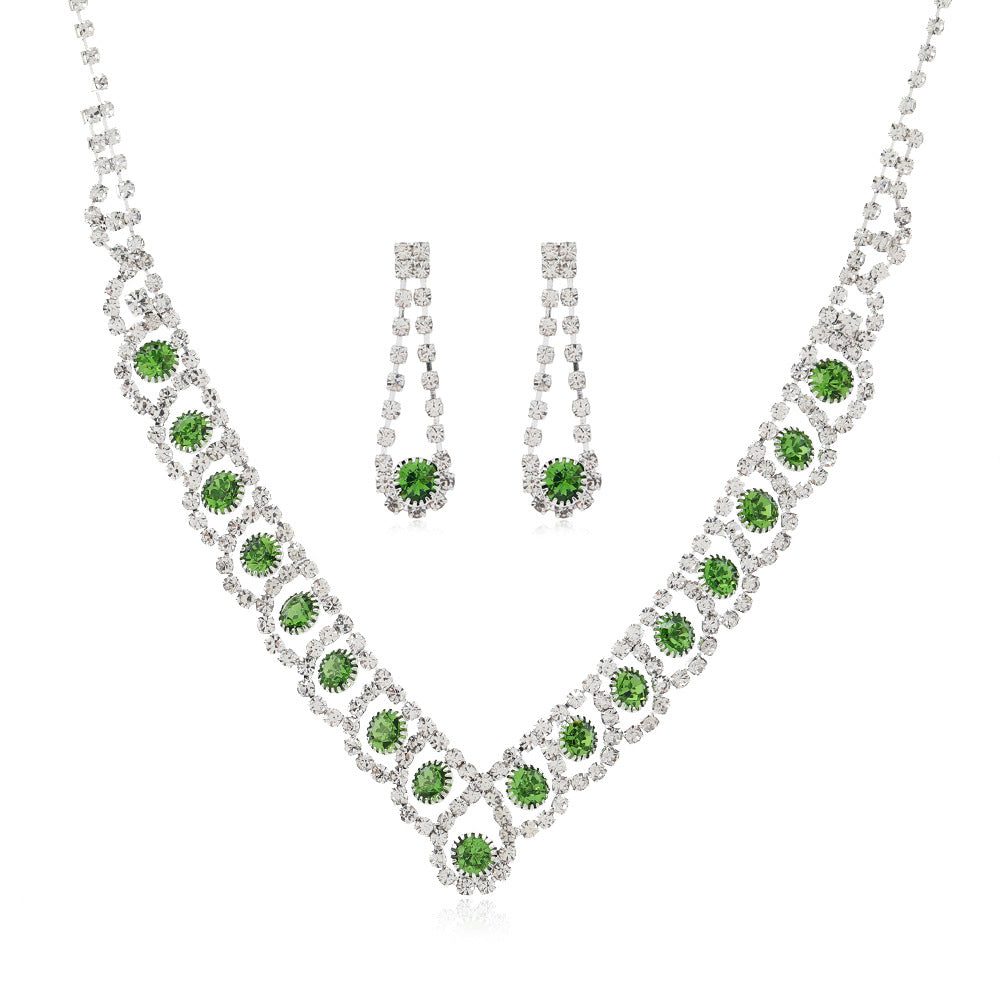 Emerald Claw Chain Rhinestone Simple Two-piece Design Bridal Necklaces