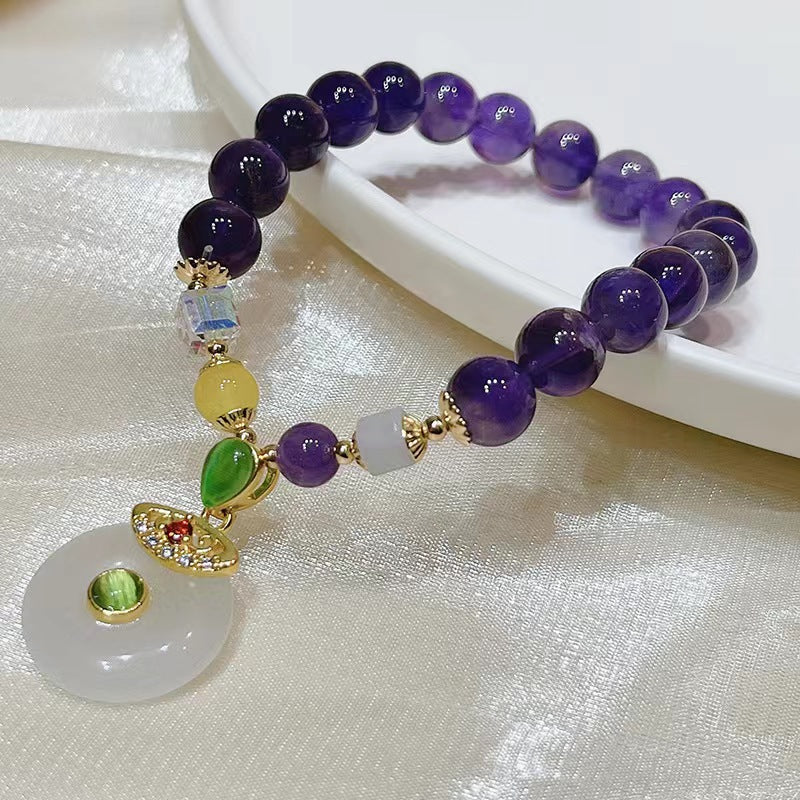 Amethyst Ethnic Style Money Bag Pendant Bracelets