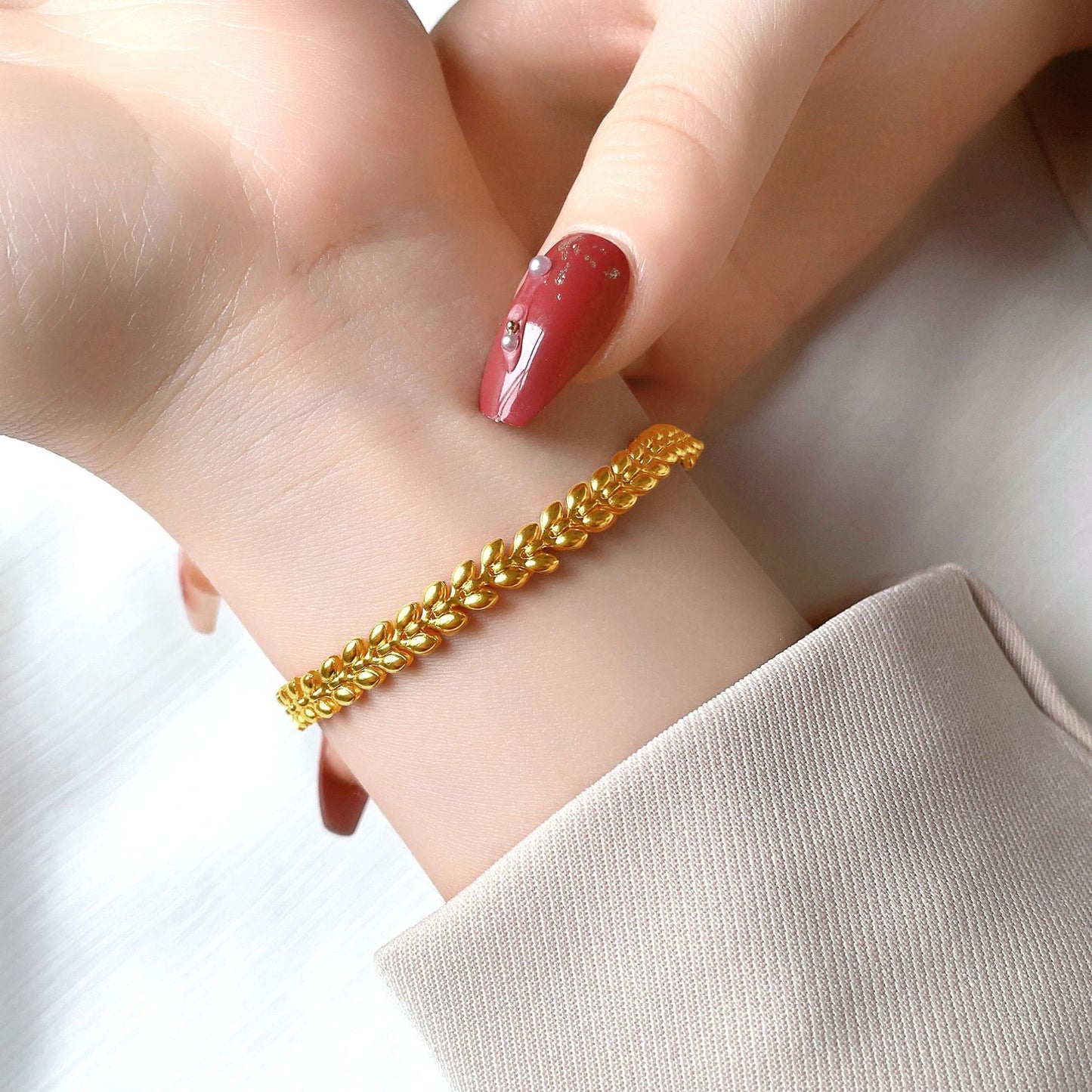 Women's Gold Wheat For Trendy Design Light Luxury Bracelets