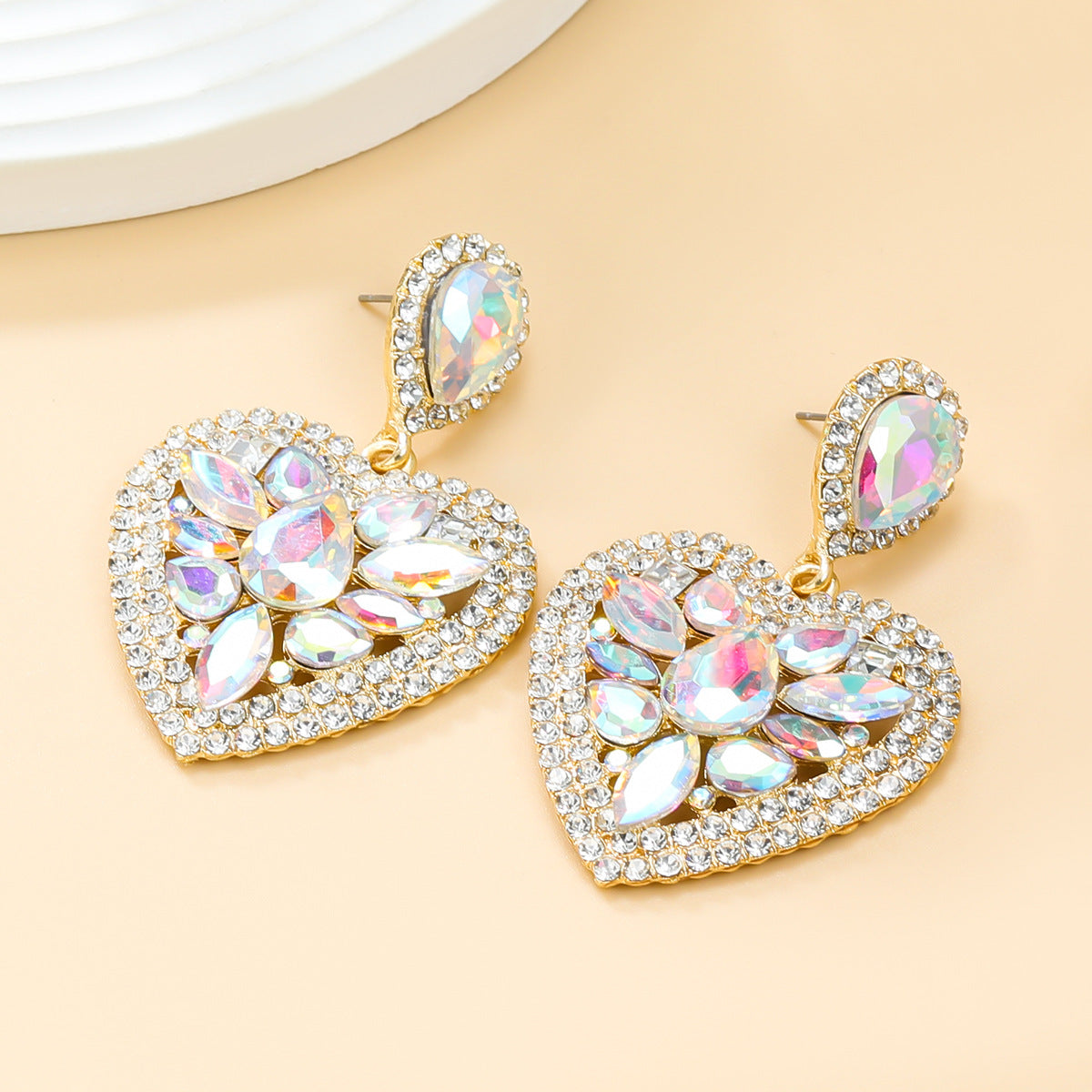 Colorful Crystals Love Heart-shaped Female Splendid Earrings