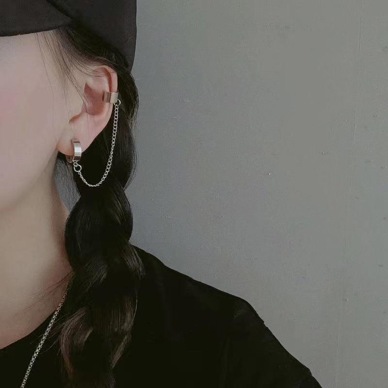 Simple Cool Cross Small Chain Temperament Stud Earrings