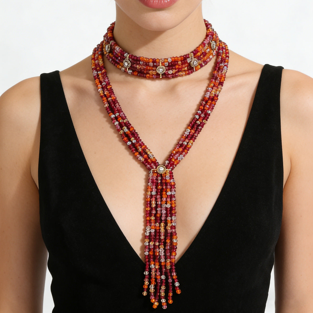 Women's Vintage Handmade Beaded Tassel Fashion Simple Necklaces
