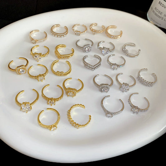 Inlaid Zircon Love Round Open Niche High Sense Rings