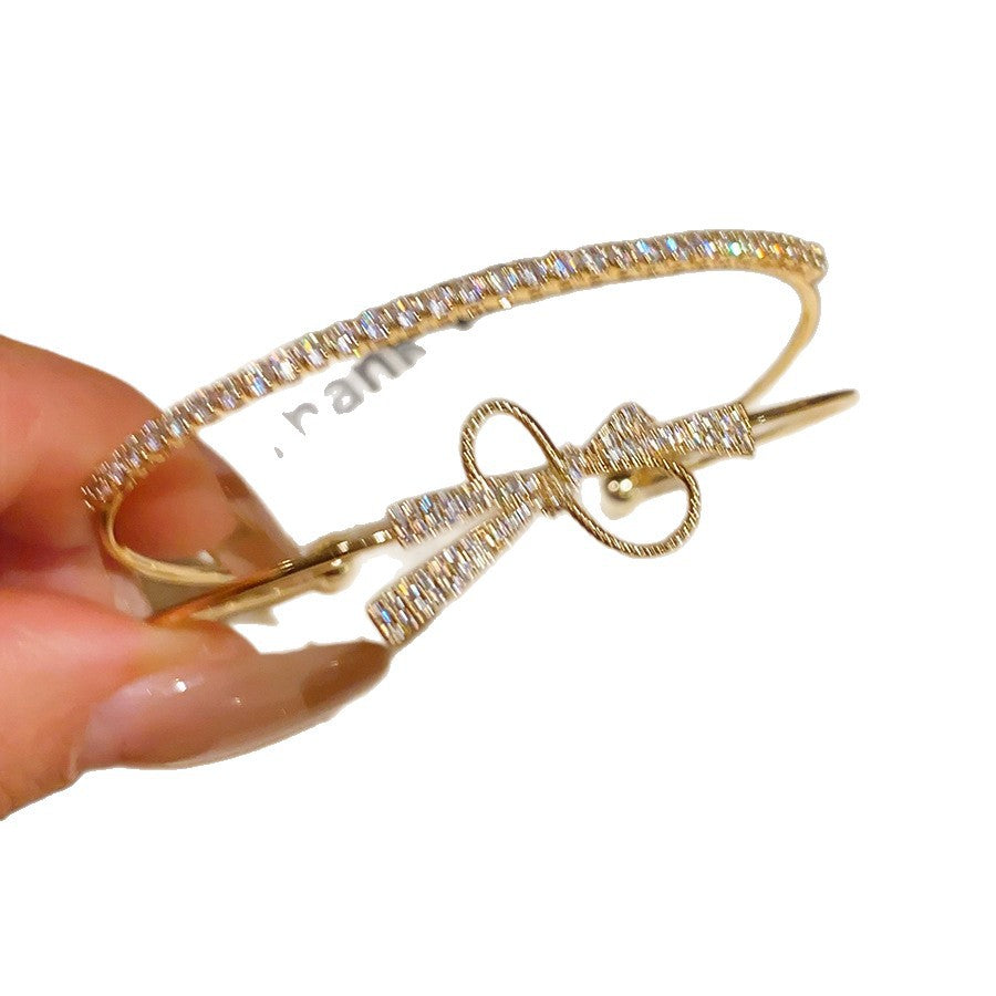 Women's Style Temperament Zircon Bow Sweet Light Luxury High Bracelet