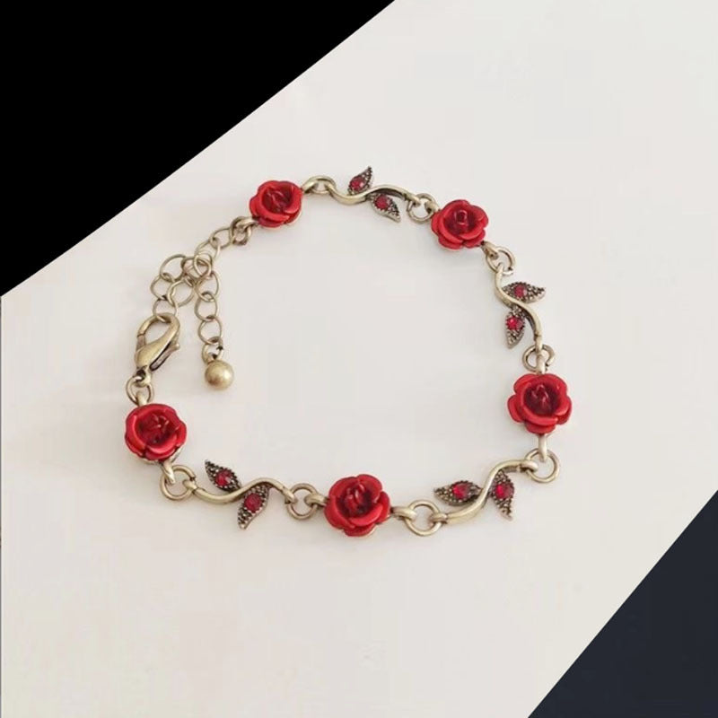 French Romantic Sexy Elegant Vintage Rose Flower Fairy Temperamental Simple Bracelet