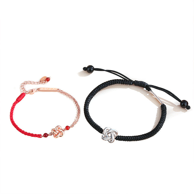 Bracelets Mobius en corde rouge tressée, conception de couple